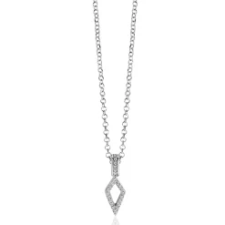 ZINZI zilveren hanger vliegervorm bezet met witte zirconia's en luxe hangoog 20mm ZIH2497 (zonder collier)