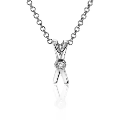 ZINZI zilveren hanger X-vorm witte zirconia ZIH2194 (zonder collier)