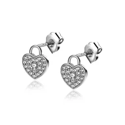 ZINZI zilveren hart oorstekers (10mm), met trendy sleutelgat en bezet met witte zirconia's ZIO2400