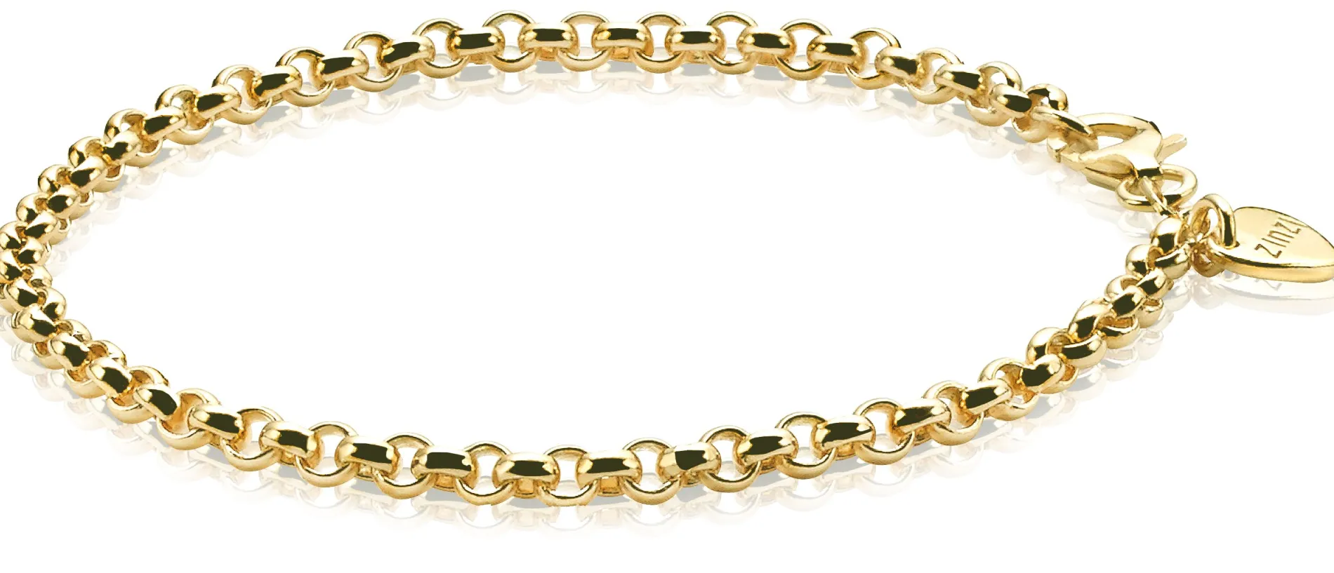 ZINZI zilveren jasseron armband geel verguld 5mm breed 19cm ZIA1009G