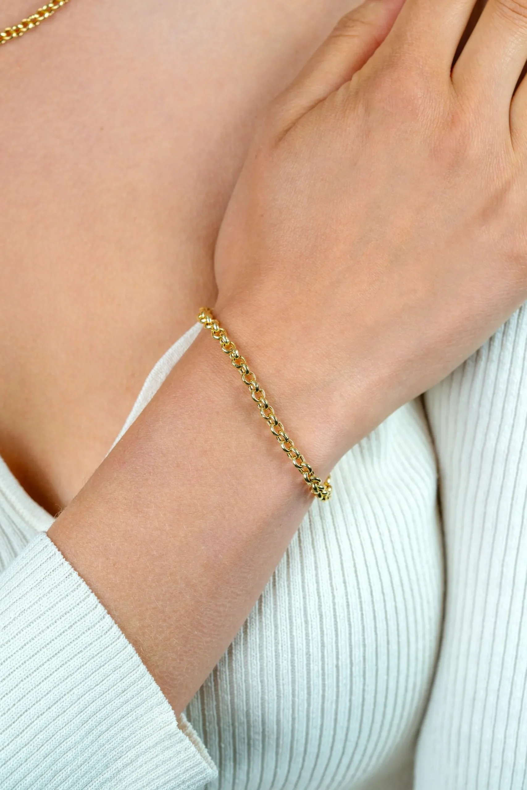 ZINZI zilveren jasseron armband geel verguld 5mm breed 19cm ZIA1009G