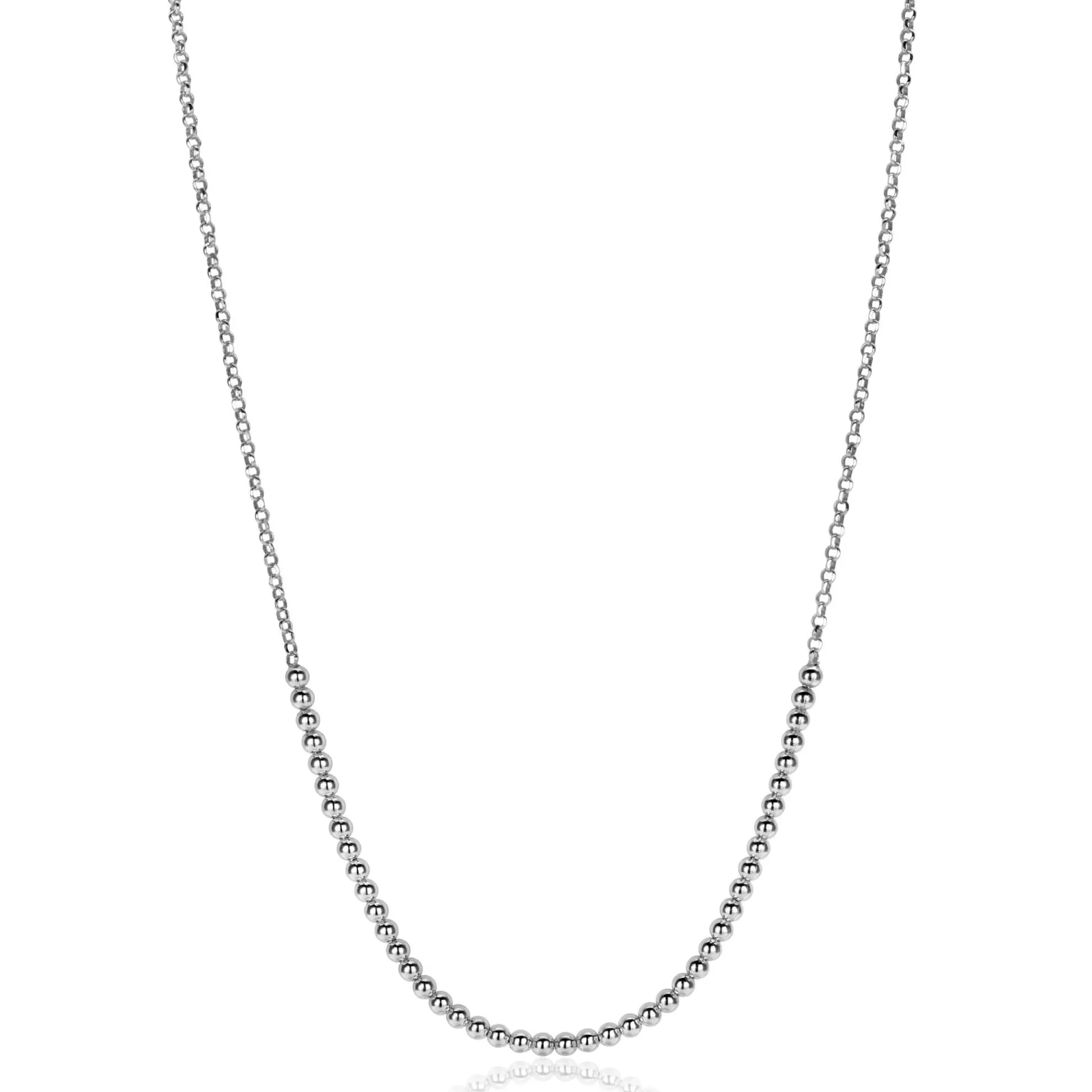 ZINZI zilveren jasseron ketting met bolletjes schakels (2,5mm breed) in het midden 40-45cm ZIC2640