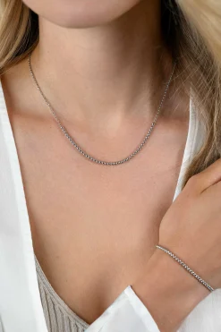 ZINZI zilveren jasseron ketting met bolletjes schakels (2,5mm breed) in het midden 40-45cm ZIC2640