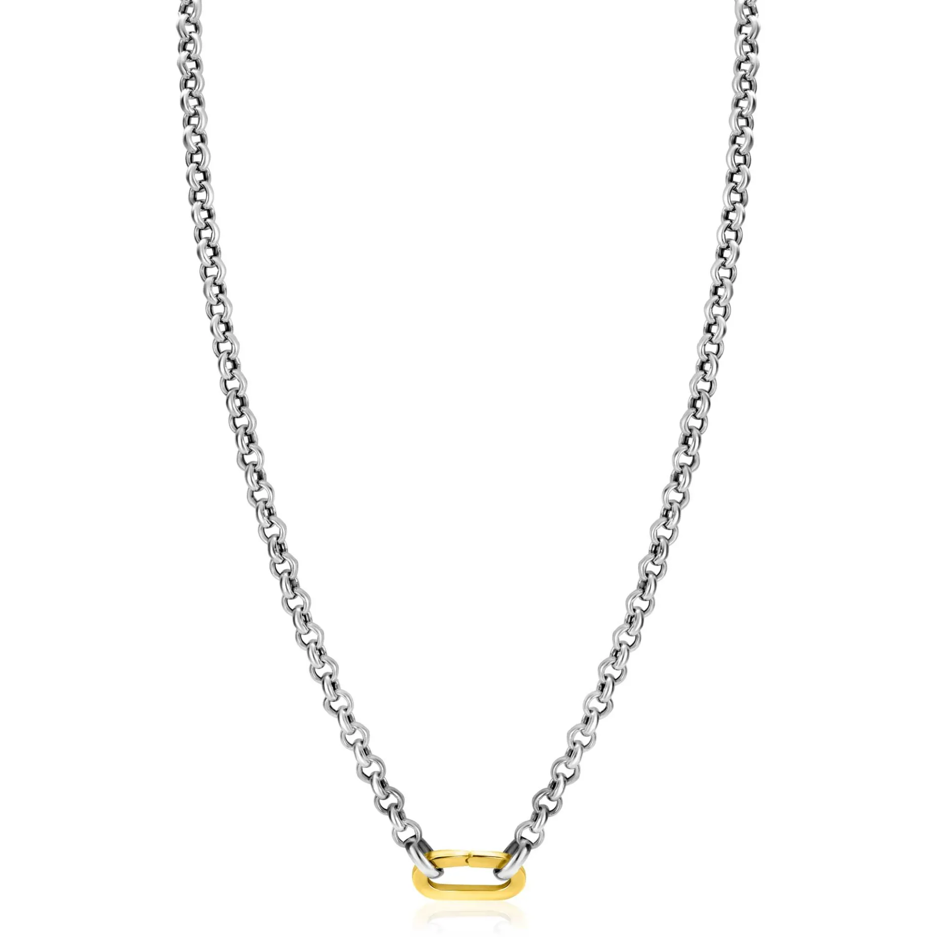 ZINZI zilveren jasseron ketting 42cm met ovale sluitring ZIC2377