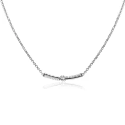 ZINZI zilveren jasseron schakelketting met luxe twist hanger met knoop en witte zirkonia's 42-45cm ZIC2680