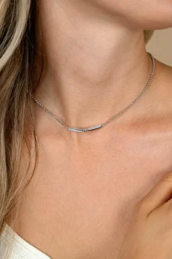 ZINZI zilveren jasseron schakelketting met luxe twist hanger met knoop en witte zirkonia's 42-45cm ZIC2680