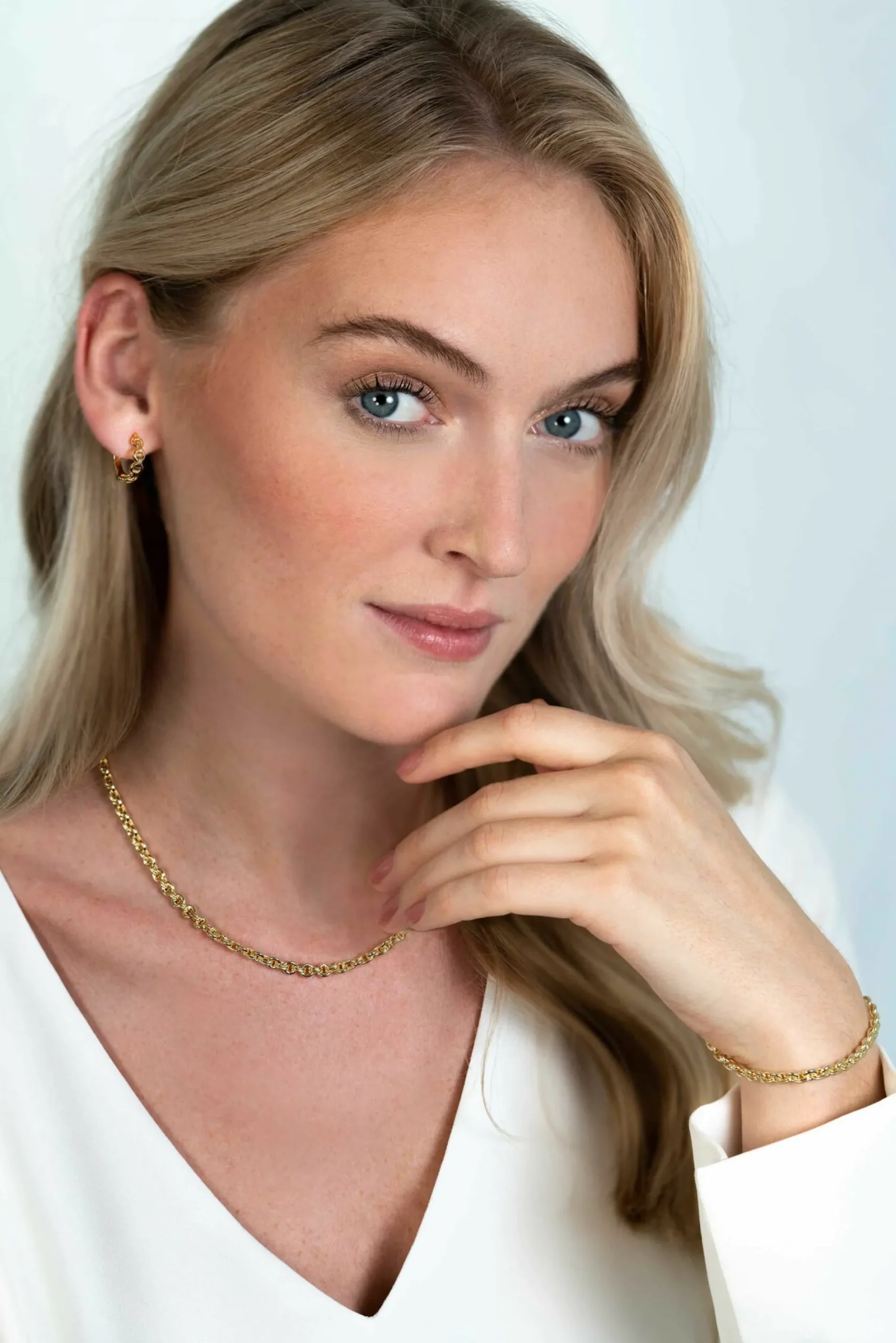 ZINZI zilveren ketting 45cm in14K geelverguld met ronde schakels 5mm breed ZIC2239G