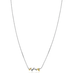ZINZI zilveren ketting 42–45cm met sierlijk bicolor takje met bladeren ZIC2740
