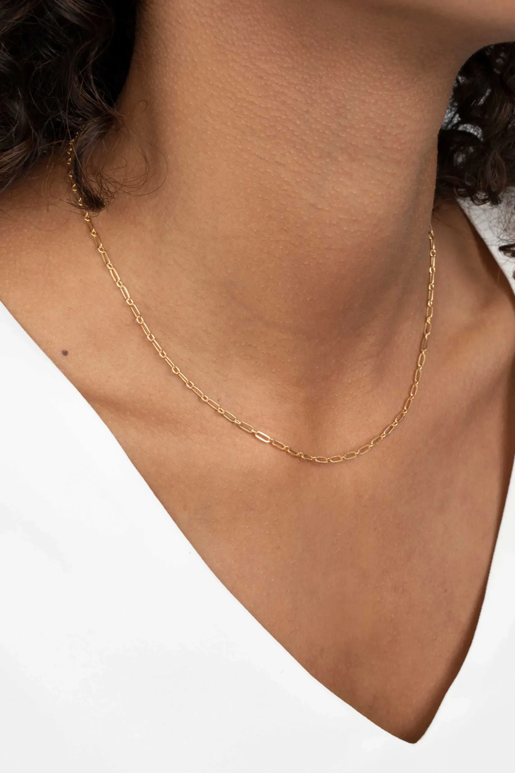 ZINZI zilveren ketting 45cm geel verguld met 'paperclip' schakel 2,4mm breed ZIC2033G