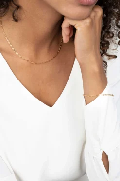 ZINZI zilveren ketting 45cm geel verguld met 'paperclip' schakel 2,4mm breed ZIC2033G