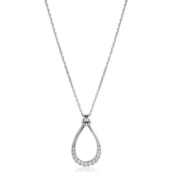 ZINZI zilveren ketting 40-45cm met stijlvolle open druppelvormige hanger 31mm ZIC2555