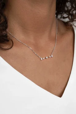 ZINZI zilveren ketting 45cm met staafje rond vierkant driehoek wit ZIC2043