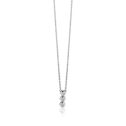 ZINZI zilveren ketting 45cm met hanger rond wit ZIC1443