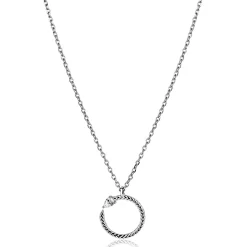 ZINZI zilveren ketting 42–45cm met ronde slang-hanger (15mm), bezet met peervormige witte zirkonia ZIC2722