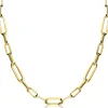 ZINZI zilveren ketting 45cm in 14K geel verguld met ovale closed for ever schakels 6mm breed ZIC1990G