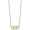 ZINZI zilveren ketting 45cm geel verguld met 3 open rondjes verbonden wit ZIC2045Y