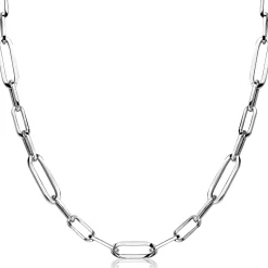 ZINZI zilveren ketting 45cm met ovale closed for ever schakels 6mm breed ZIC1990