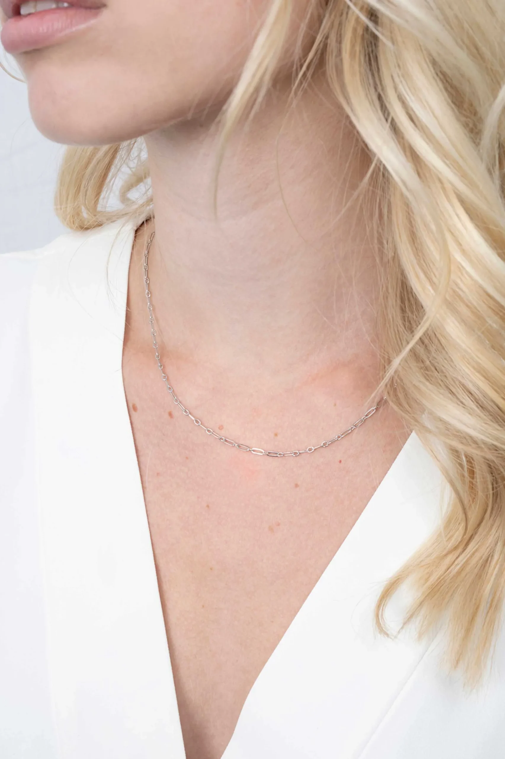 ZINZI zilveren ketting 45cm met 'paperclip' schakel 2,4mm breed ZIC2033