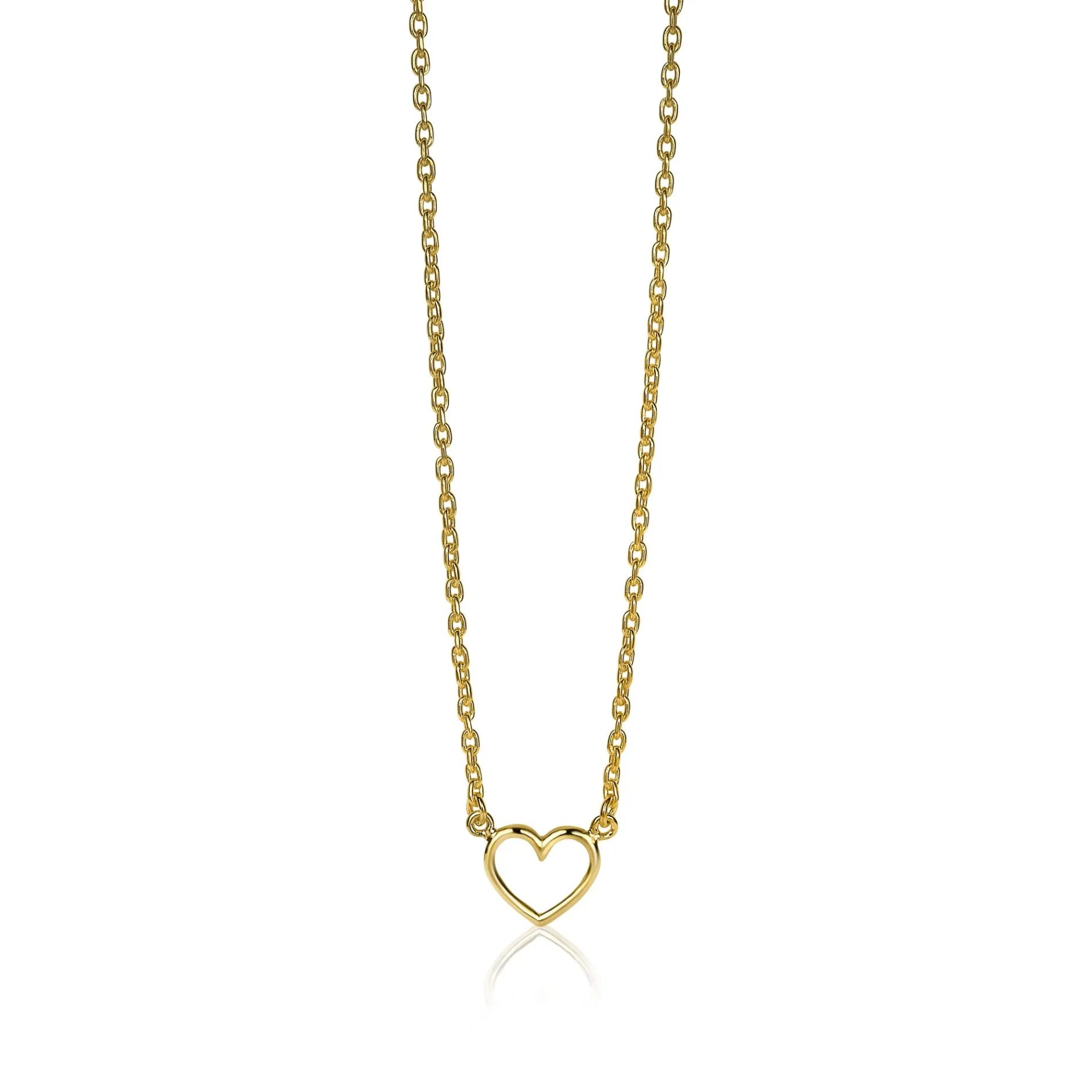 ZINZI zilveren ketting geel verguld open hartje 40-43cm ZIC1420G