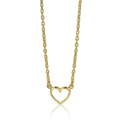 ZINZI zilveren ketting geel verguld open hartje 40-43cm ZIC1420G