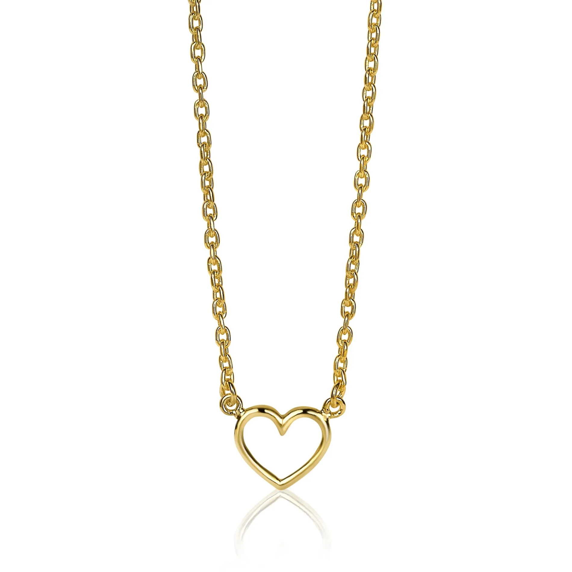 ZINZI zilveren ketting geel verguld open hartje 40-43cm ZIC1420G