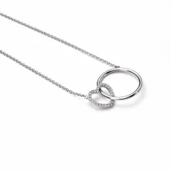 ZINZI zilveren ketting hart rond wit 45cm ZIC1483