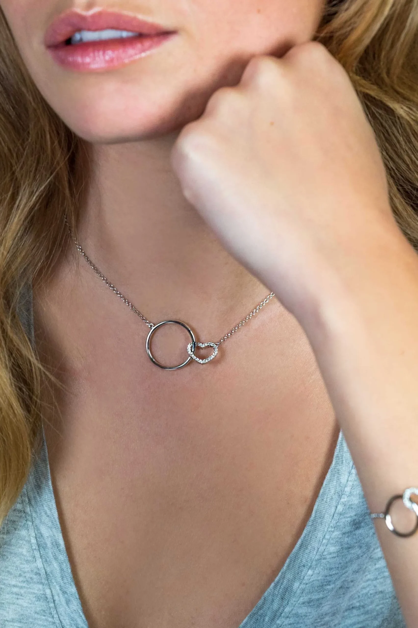ZINZI zilveren ketting hart rond wit 45cm ZIC1483