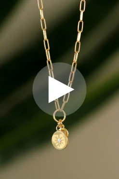 ZINZI zilveren ketting 14K geel verguld 45cm rond ster ZIC1994G
