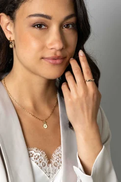 ZINZI zilveren ketting 14K geel verguld 45cm rond ster ZIC1994G