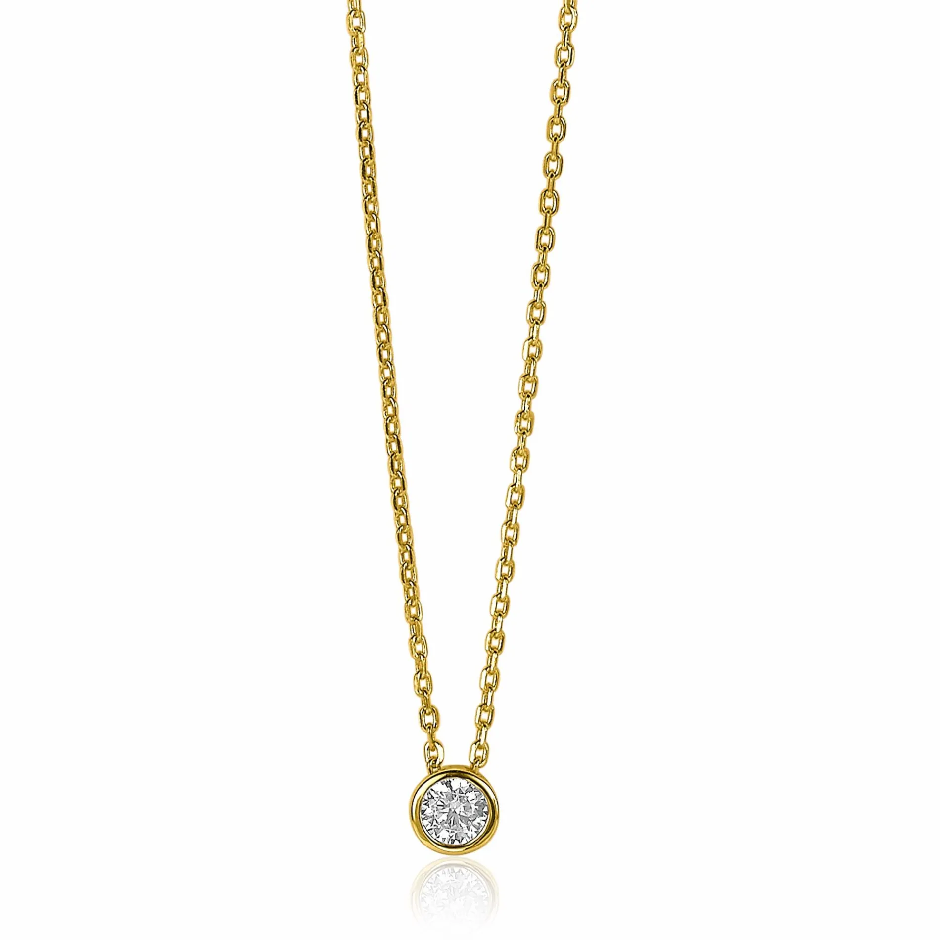 ZINZI zilveren ketting 14K geel verguld met hanger rond 40-43cm ZIC1393Y