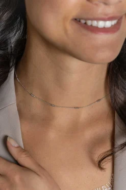 ZINZI zilveren ketting met fijne jasseron schakel en dertien trio-bolletjes gelijkmatig verdeeld over de ketting 42-45cm ZIC2465