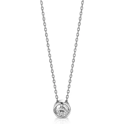 ZINZI zilveren ketting met hanger rond wit 40-45cm ZIC1775