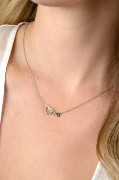 ZINZI zilveren ketting met Infinity teken verbonden met een open hart, bezet met witte zirconia's 42-45cm ZIC2596
