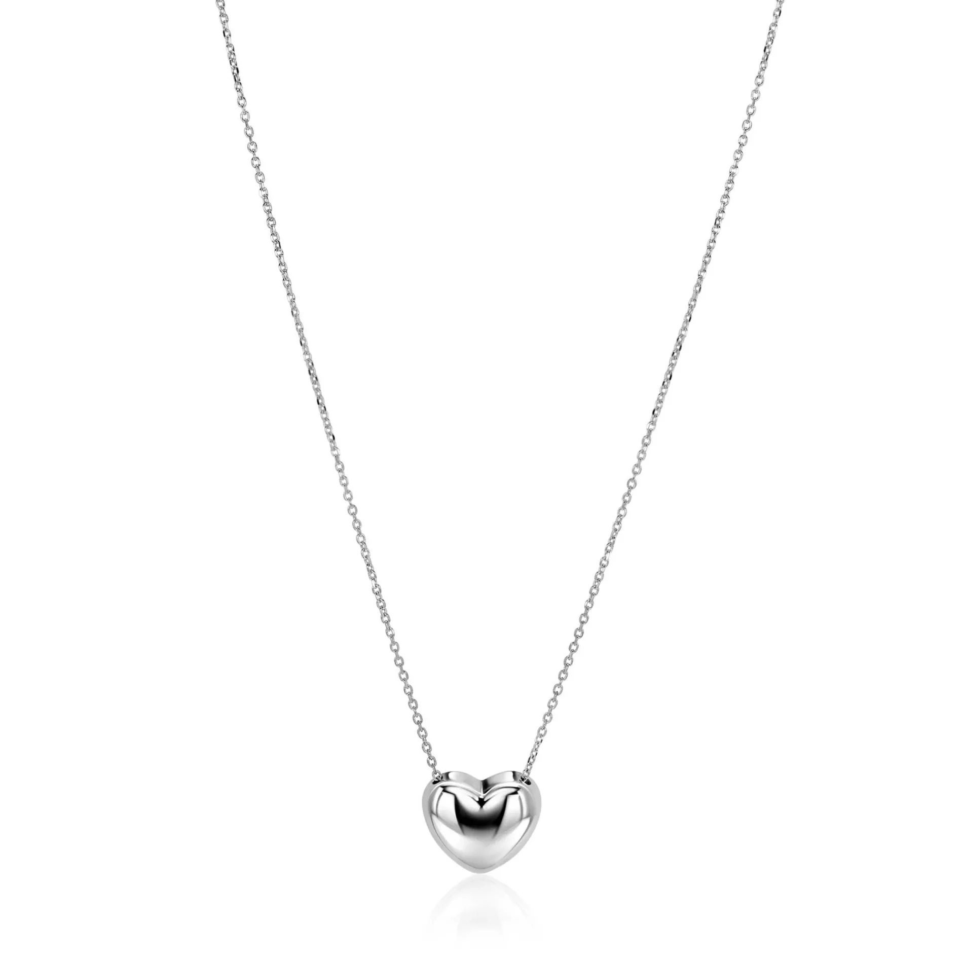ZINZI zilveren ketting met luxe groot hart (15mm) 40-45 cm ZIC2672
