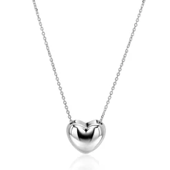 ZINZI zilveren ketting met luxe groot hart (15mm) 40-45 cm ZIC2672