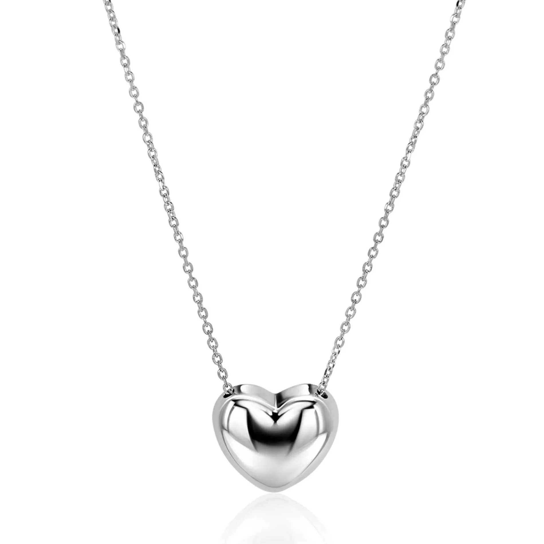 ZINZI zilveren ketting met luxe groot hart (15mm) 40-45 cm ZIC2672