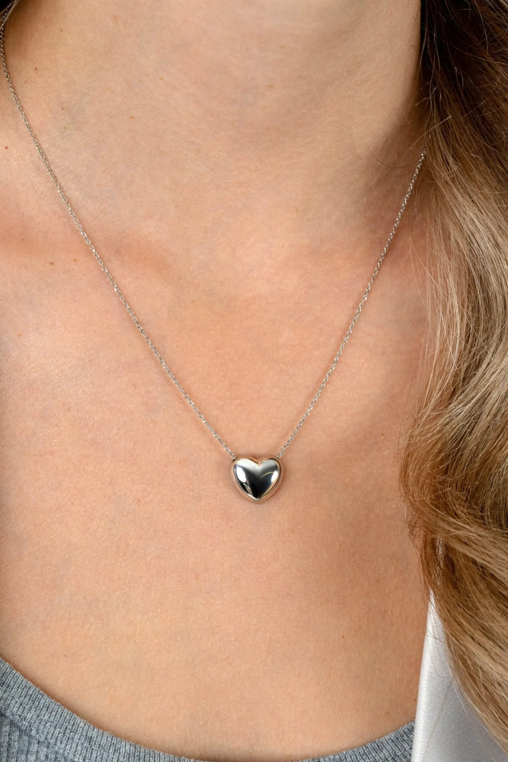 ZINZI zilveren ketting met luxe groot hart (15mm) 40-45 cm ZIC2672