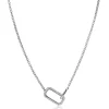 ZINZI zilveren ketting met twee verbonden schakels: een rechthoekige bezet met witte zirconia's en een gladde ovale schakel 40-45cm ZIC2551