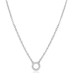 ZINZI zilveren ketting met open rondje (7,5mm) bezet met witte zirconia's 40-45cm ZIC2550