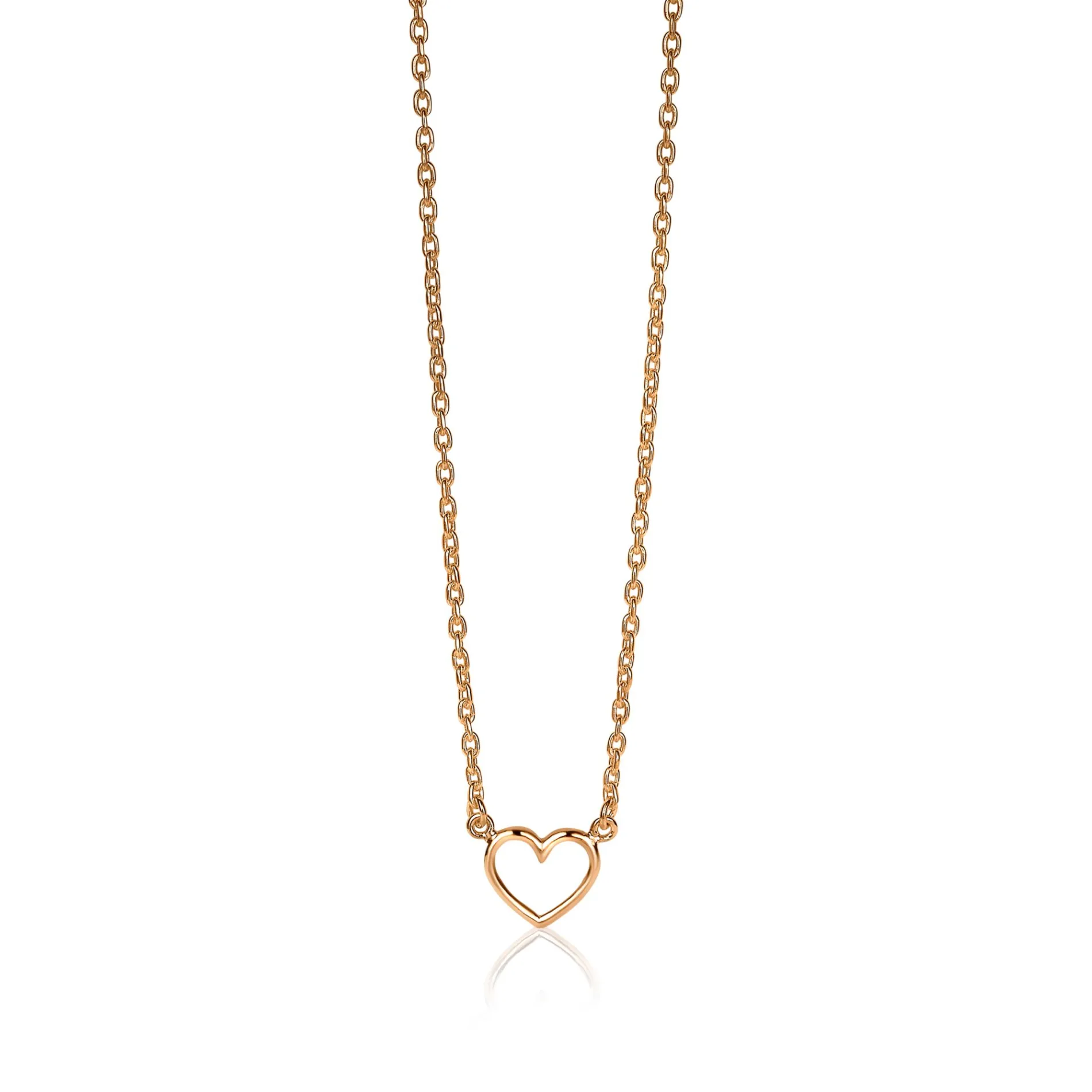 ZINZI zilveren ketting rosé verguld open hartje 40-43cm ZIC1420R