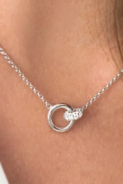 ZINZI zilveren ketting rond wit 45cm ZIC1830