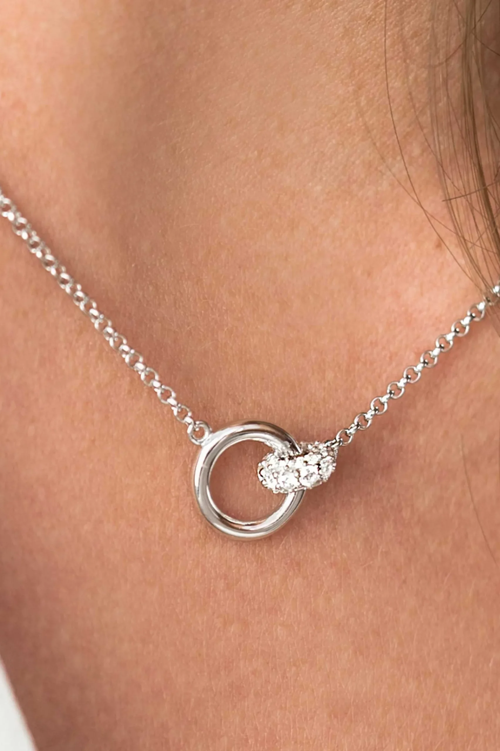 ZINZI zilveren ketting rond wit 45cm ZIC1830