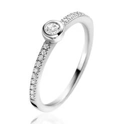 ZINZI zilveren luxe aanschuifring bezet met witte zirconia's ZIR2422