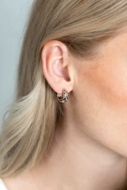 ZINZI zilveren luxe oorringen cross-over bicolor met witte zirconia's 16x6mm ZIO2243