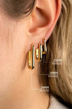ZINZI zilveren luxe oorringen 14K geel verguld 15x2mm ovale vorm ZIO2221G
