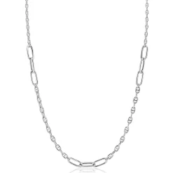 ZINZI zilveren marine schakel ketting, gecombineerd met grotere ovale schakels 42-45cm ZIC2413