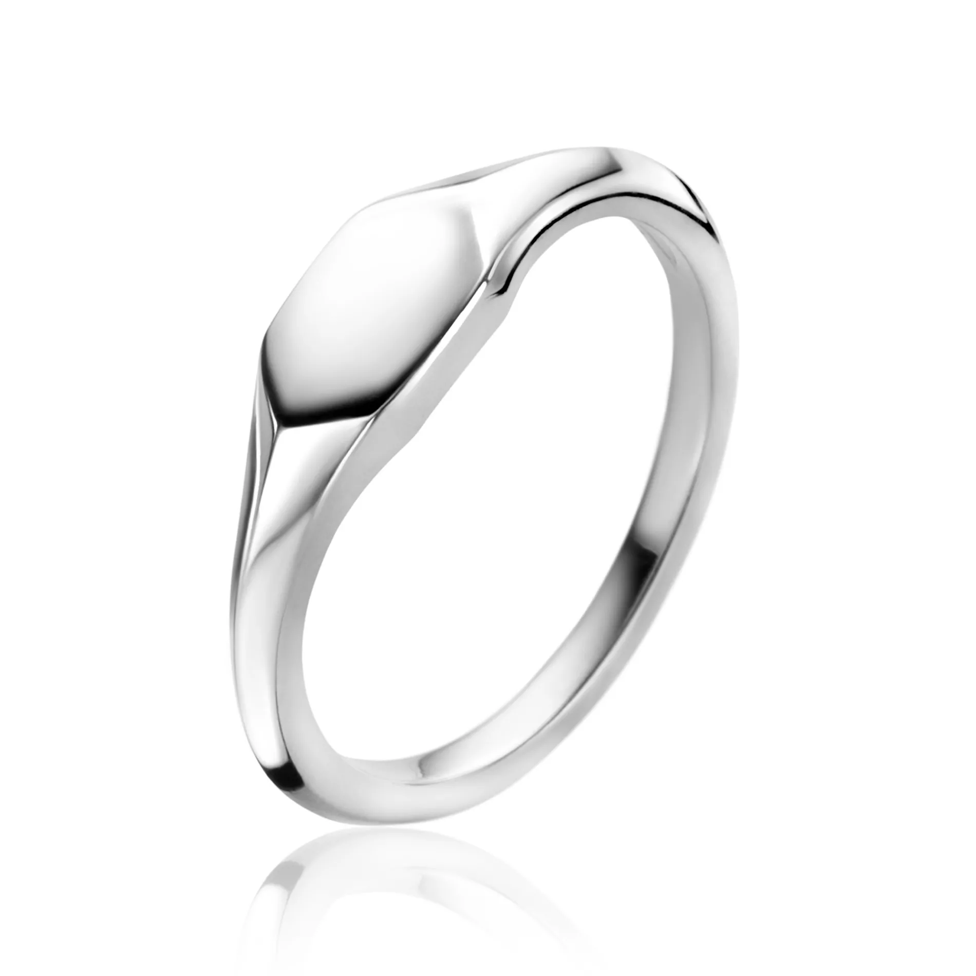 ZINZI zilveren monogram ring in glanzende zeshoekvorm (5,5mm) ZIR2437
