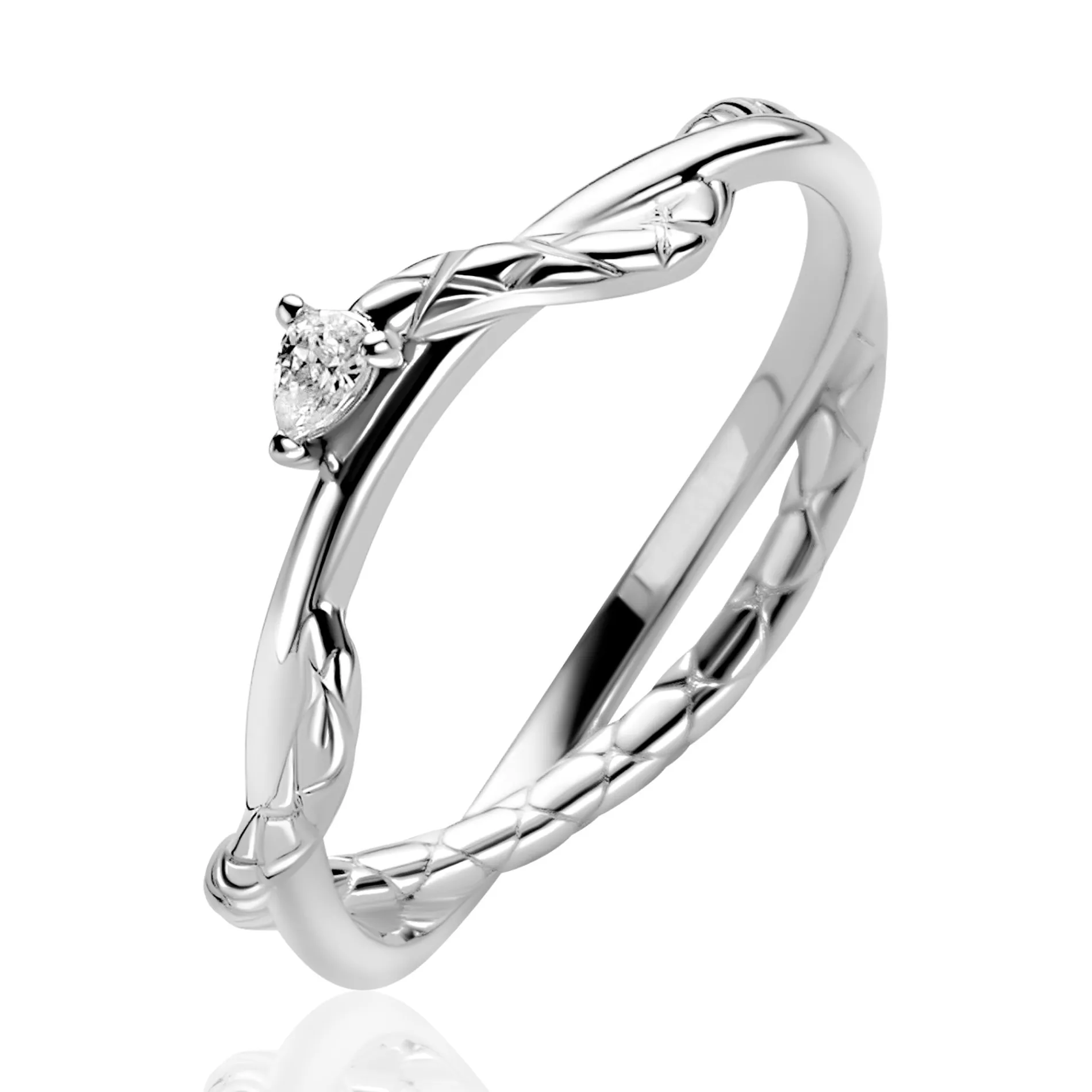 ZINZI zilveren multi-look ring (5mm breed) met slang rondom met witte zirkonia ZIR2722
