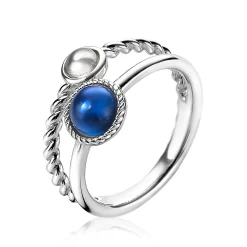 ZINZI zilveren multi-look ring blauw wit ZIR1963