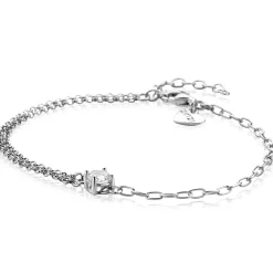 ZINZI zilveren multi-look armband met ovale en jasseron schakels, met ronde witte zirkonia in vierpootszetting 17-19cm ZIA2660